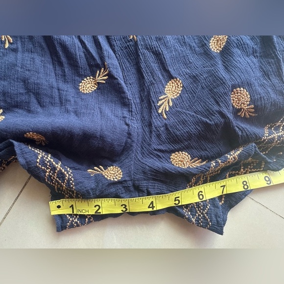 J.Crew Navy Blue Pineapple Embroidered Women's Shorts size Small elastic waist - Picture 7 of 15